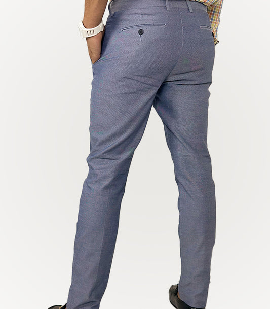 H&M Tailored Pant Self Blue Slim Fit | Size Waist: 34