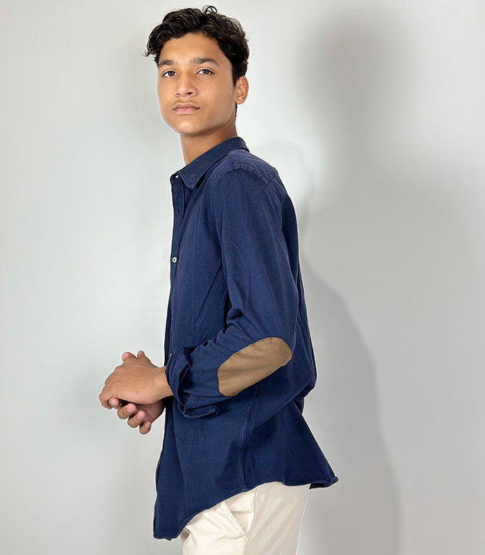 Zara Man Blue Full Sleeve Button-Down Shirt | Size: Large