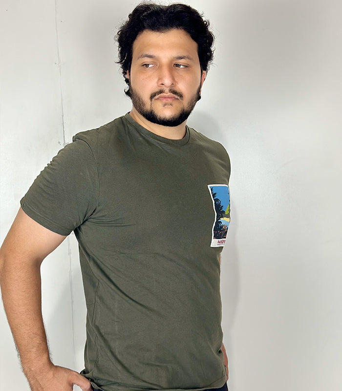 C&A Olive Green Printed T Shirt | Size: XL