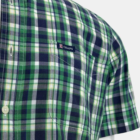 Chaps Half Sleeve Checkboxes | Size Chest: 24 - Sleeve: 10 | XL