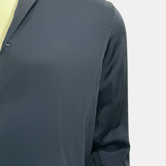 Zara Men Regular Fit Blue Satin Shirt | Size Chest: 22 - Sleeve: 23 | Medium