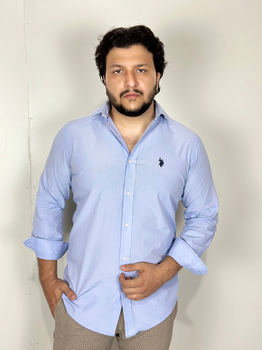 US Polo Assn. Men Tailored Fit Self Design Casual Shirt | Size: XL