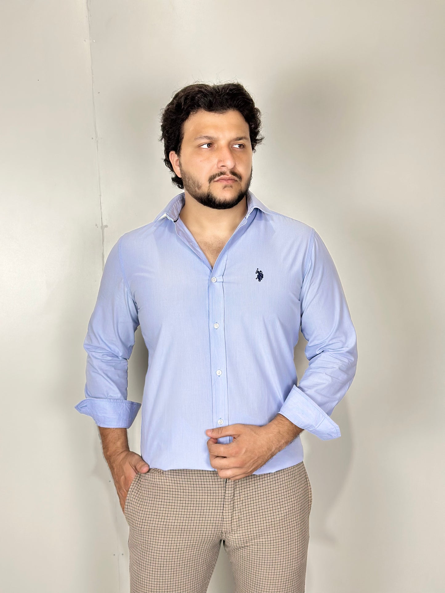 US Polo Assn. Men Tailored Fit Self Design Casual Shirt | Size: XL