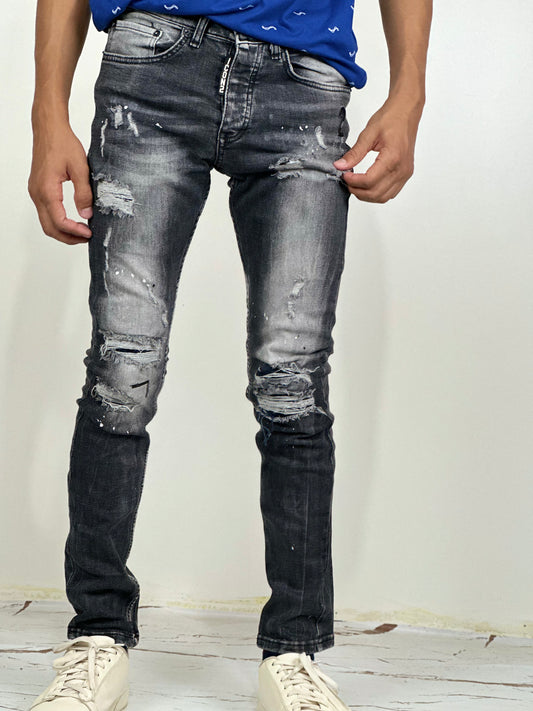BLVCK Icon2 Damage Grey Jeans | Size Waist: 28-30