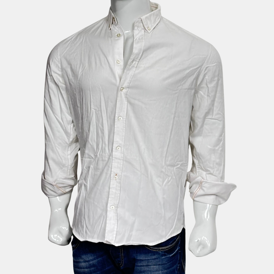 Boss Off White Shirt | Size Chest: 22 - Sleeve: 26 | Medium