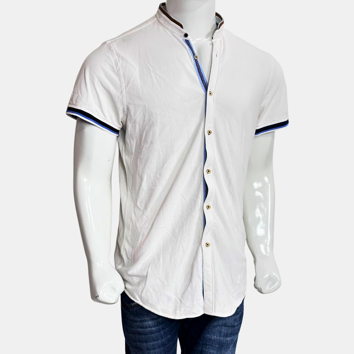 Zara Men Half Sleeve Shirt | Size Chest: 22 - Length: 31 | Large