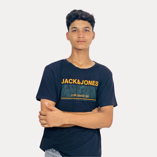 Jack & Jones Black Tee Printed Logo | Size: Large