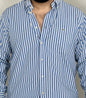 Lacosta Mens's Full Sleeve Button-up Blue & White Shirt | Size: XL