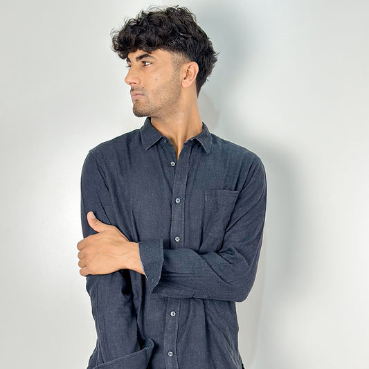 Vince. Black Double Face layer Button-down Shirt | Size: Large