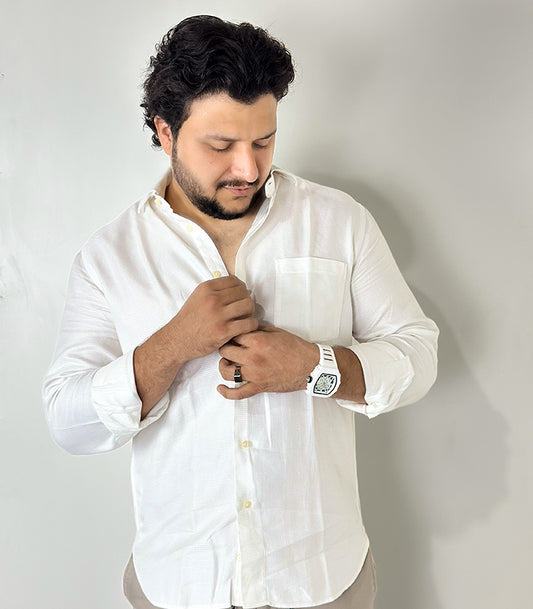 Next Signature White Slim Fit Long Sleeve Shirt | Size: XL