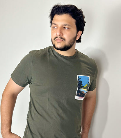 C&A Olive Green Printed T Shirt | Size: XL