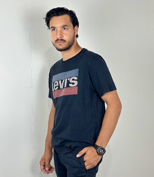 Levi's Black Large Logo Crew Neck T Shirt | Size: Large