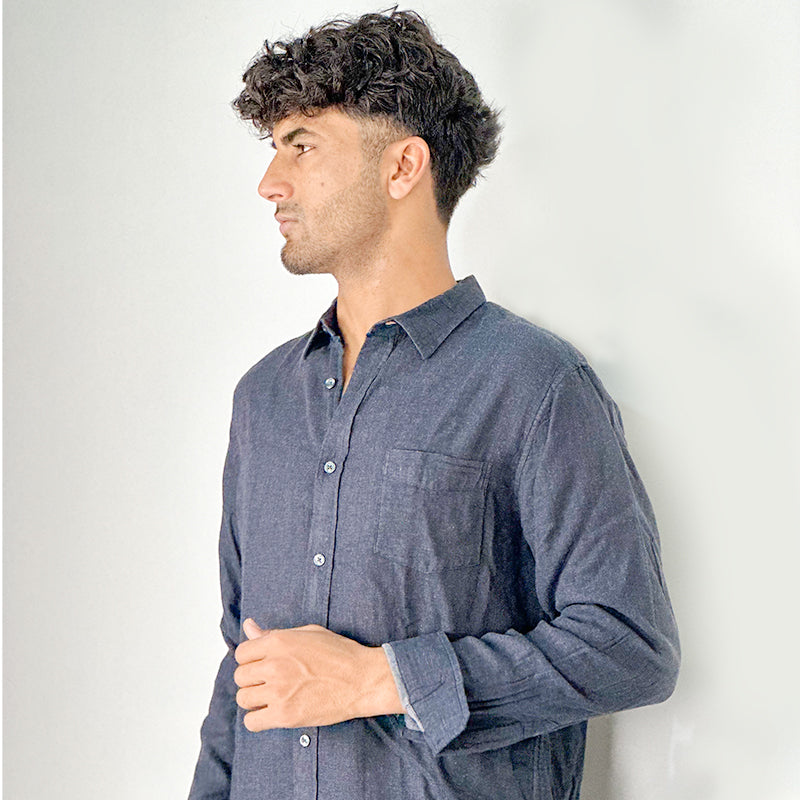 Vince. Black Double Face layer Button-down Shirt | Size: Large