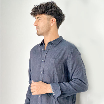 Vince. Black Double Face layer Button-down Shirt | Size: Large