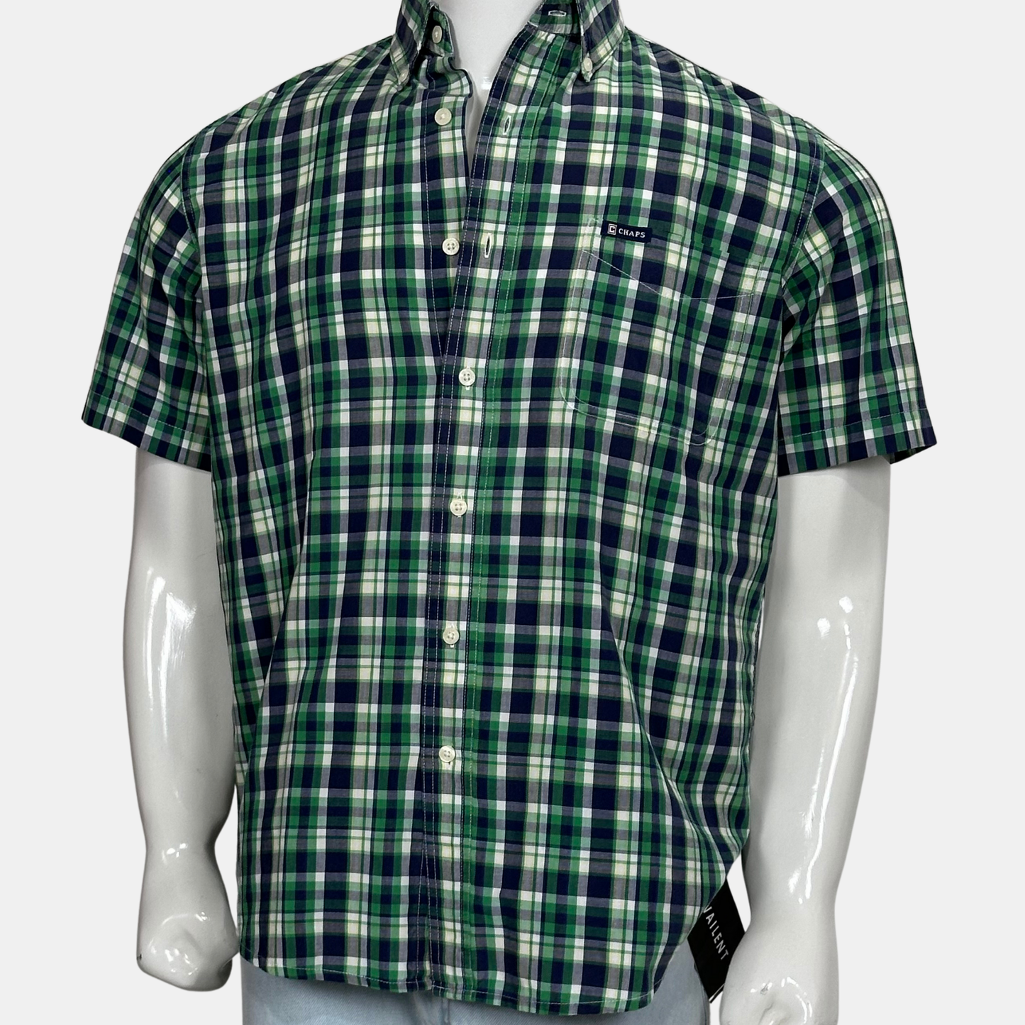 Chaps Half Sleeve Checkboxes | Size Chest: 24 - Sleeve: 10 | XL