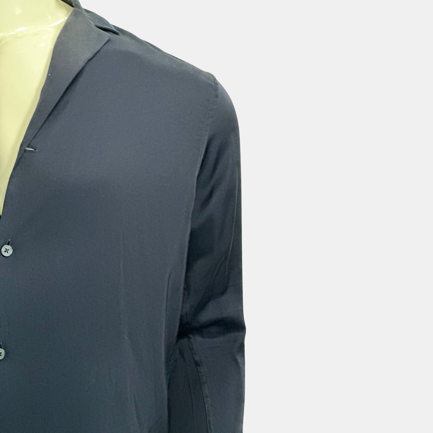 Zara Men Regular Fit Blue Satin Shirt | Size Chest: 22 - Sleeve: 23 | Medium