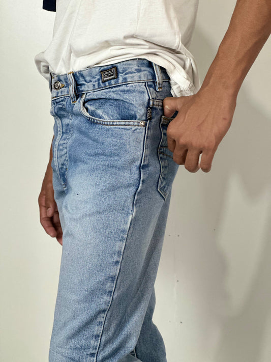 Versace Couture Vintage 90s Medusa Head Logo High Waist Jeans | Size Waist: 28-30