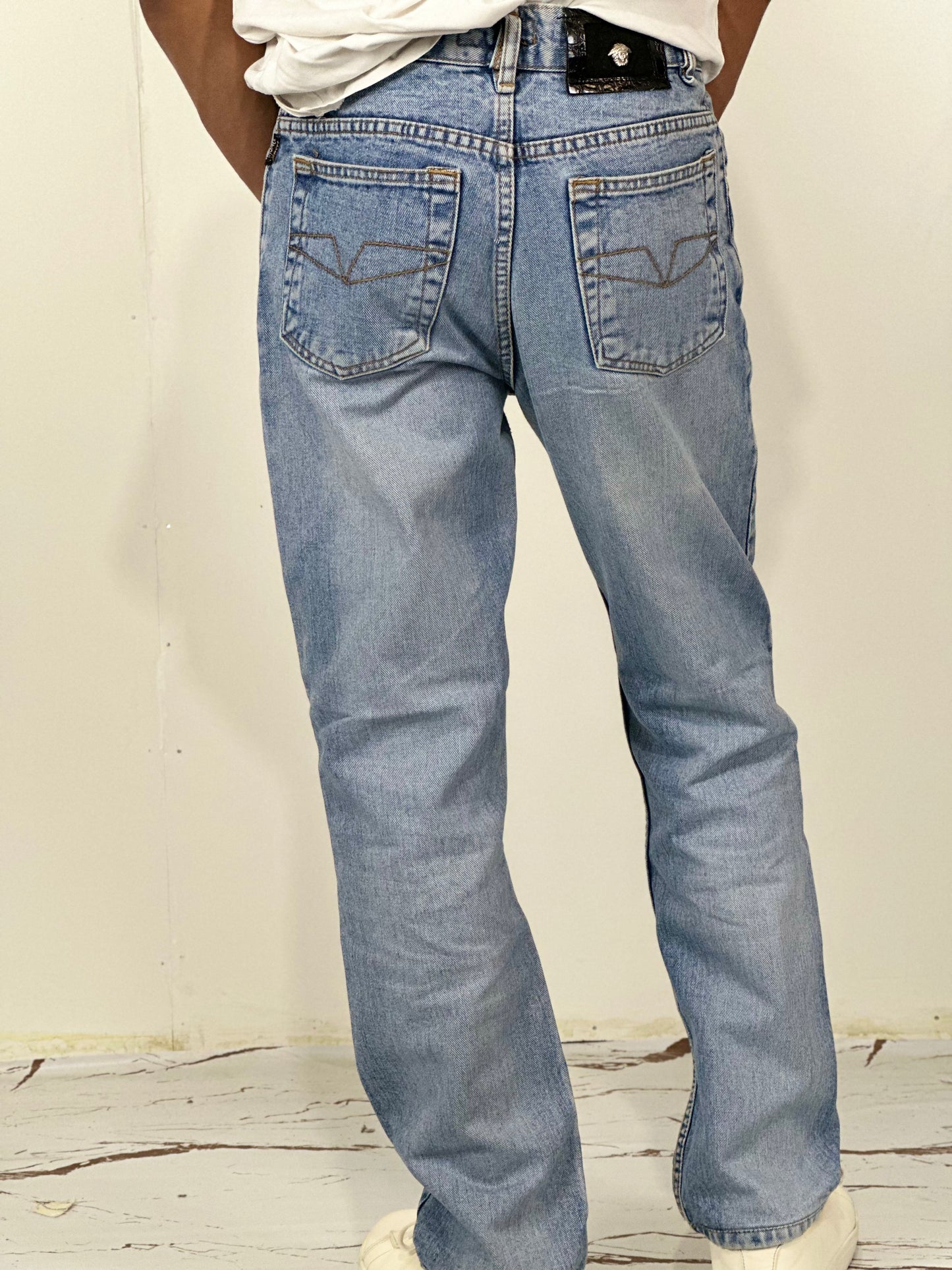 Versace Couture Vintage 90s Medusa Head Logo High Waist Jeans | Size Waist: 28-30