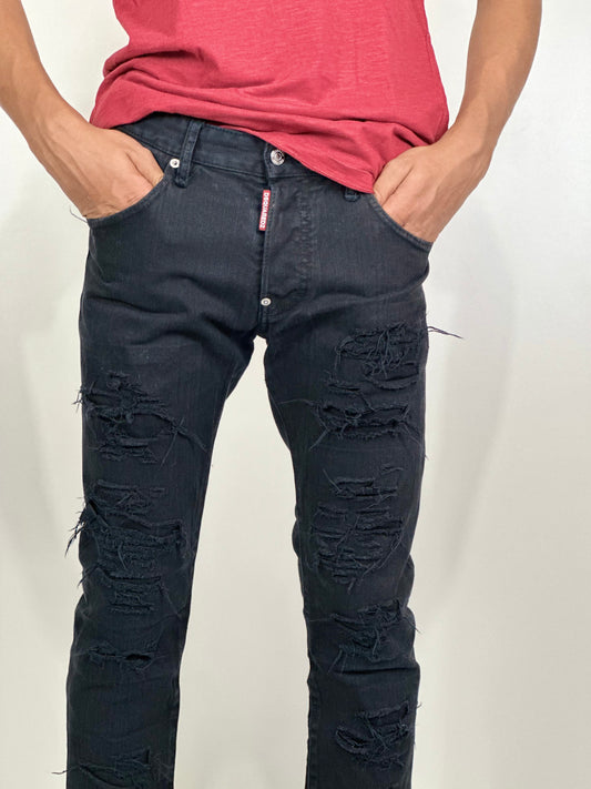 DSQUARED2 Black Damage Mens Jeans | Size Waist: 28-30