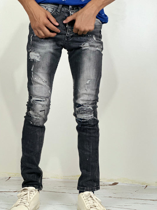 BLVCK Icon2 Damage Grey Jeans | Size Waist: 28-30