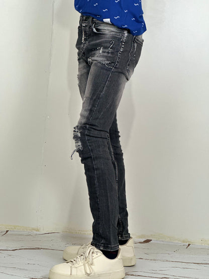 BLVCK Icon2 Damage Grey Jeans | Size Waist: 28-30